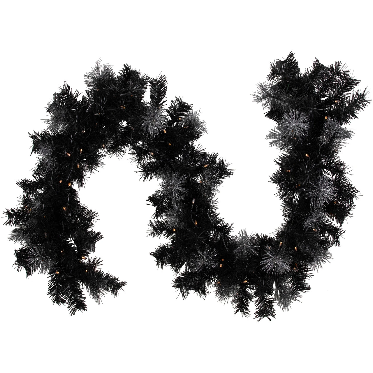 6' Pre-Lit Black Artificial Christmas Garland With Timer - Warm White LED Lights 3 6' Pre-Lit Black Artificial Christmas Garland With Timer - Warm White LED Lights