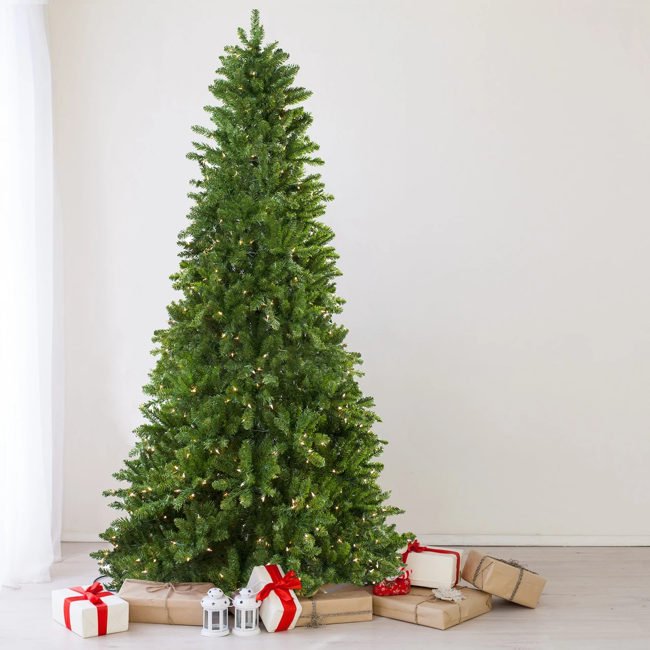 7.5' Pre-Lit Slim Eastern Pine Artificial Christmas Tree - Clear Lights 4 7.5' Pre-Lit Slim Eastern Pine Artificial Christmas Tree - Clear Lights - Image 2