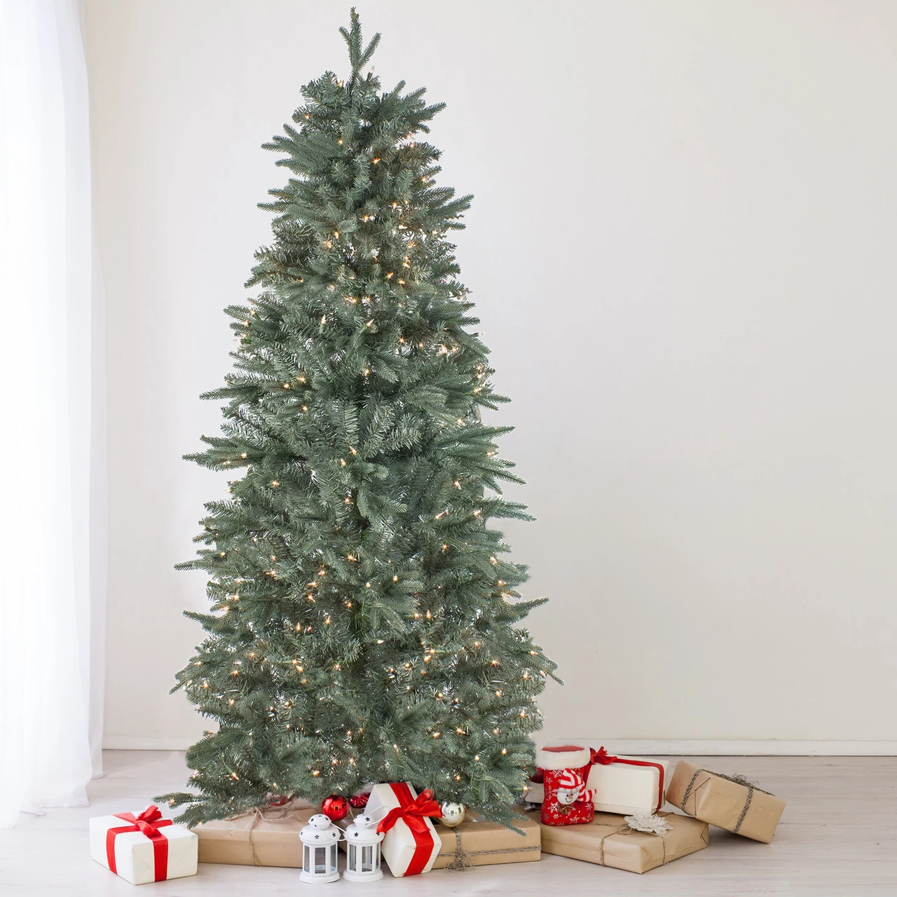 7.5' Pre-Lit Washington Frasier Fir Slim Artificial Christmas Tree - Clear Lights 3 7.5' Pre-Lit Washington Frasier Fir Slim Artificial Christmas Tree - Clear Lights
