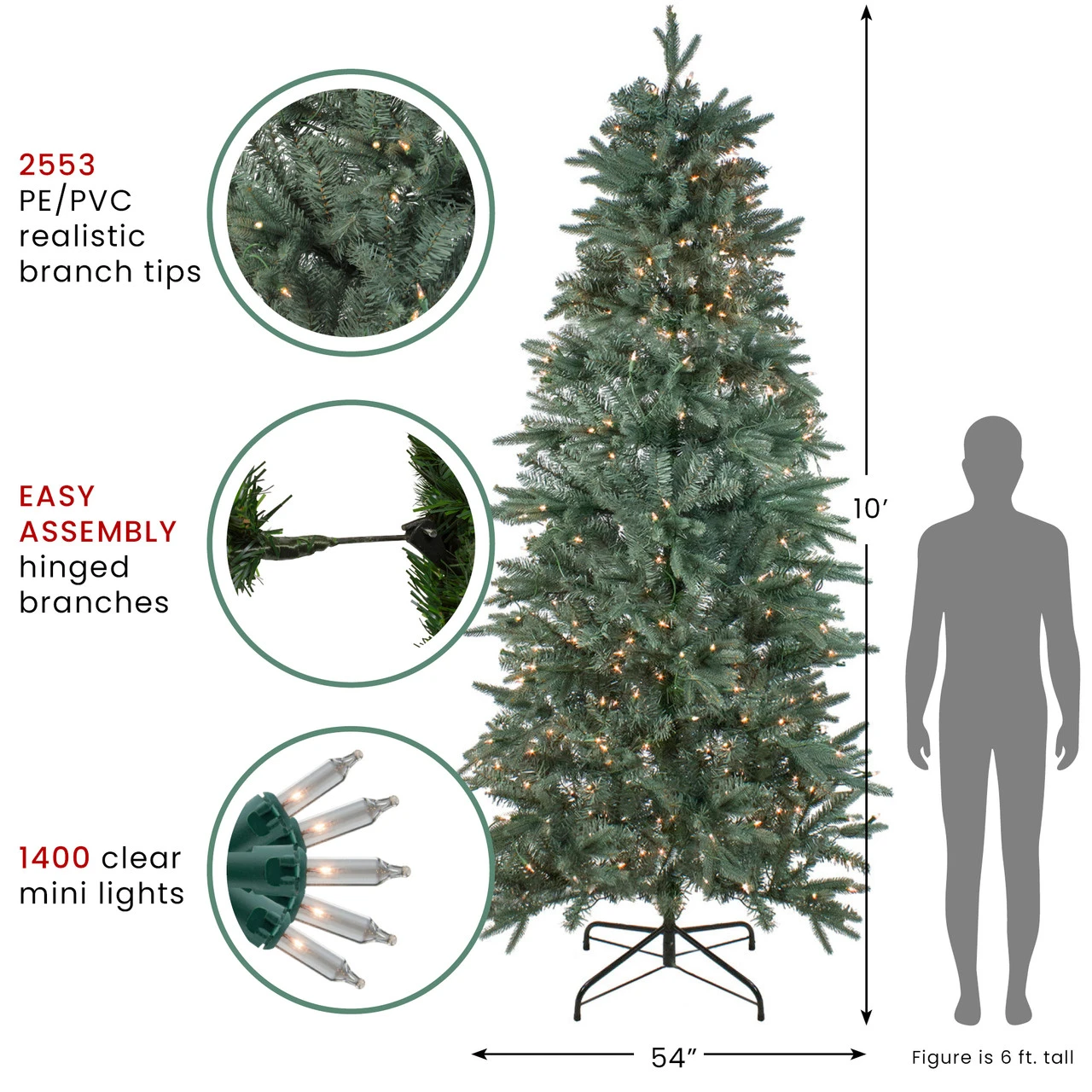 10' Pre-Lit Slim Washington Fraser Fir Artificial Christmas Tree - Clear Lights 8 10' Pre-Lit Slim Washington Fraser Fir Artificial Christmas Tree - Clear Lights - Image 6