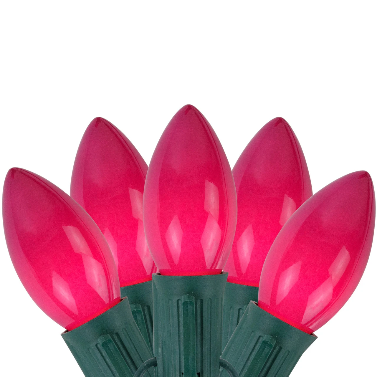 25-Count Opaque Fuchsia Pink C9 Christmas Light Set, 24ft Green Wire 3 25-Count Opaque Fuchsia Pink C9 Christmas Light Set, 24ft Green Wire