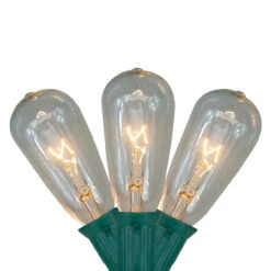 10-Count Clear Transparent Edison Patio Light Set, 9ft Green Wire
