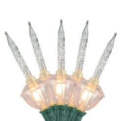 7-Count Clear Silver Glitter Retro Christmas Bubble Light Set, 6ft Green Wire