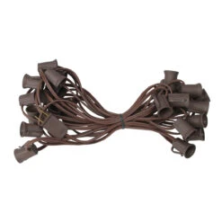 25' Commercial C9 Christmas Light Socket Set - 12" Spacing 18 Gauge Brown Wire