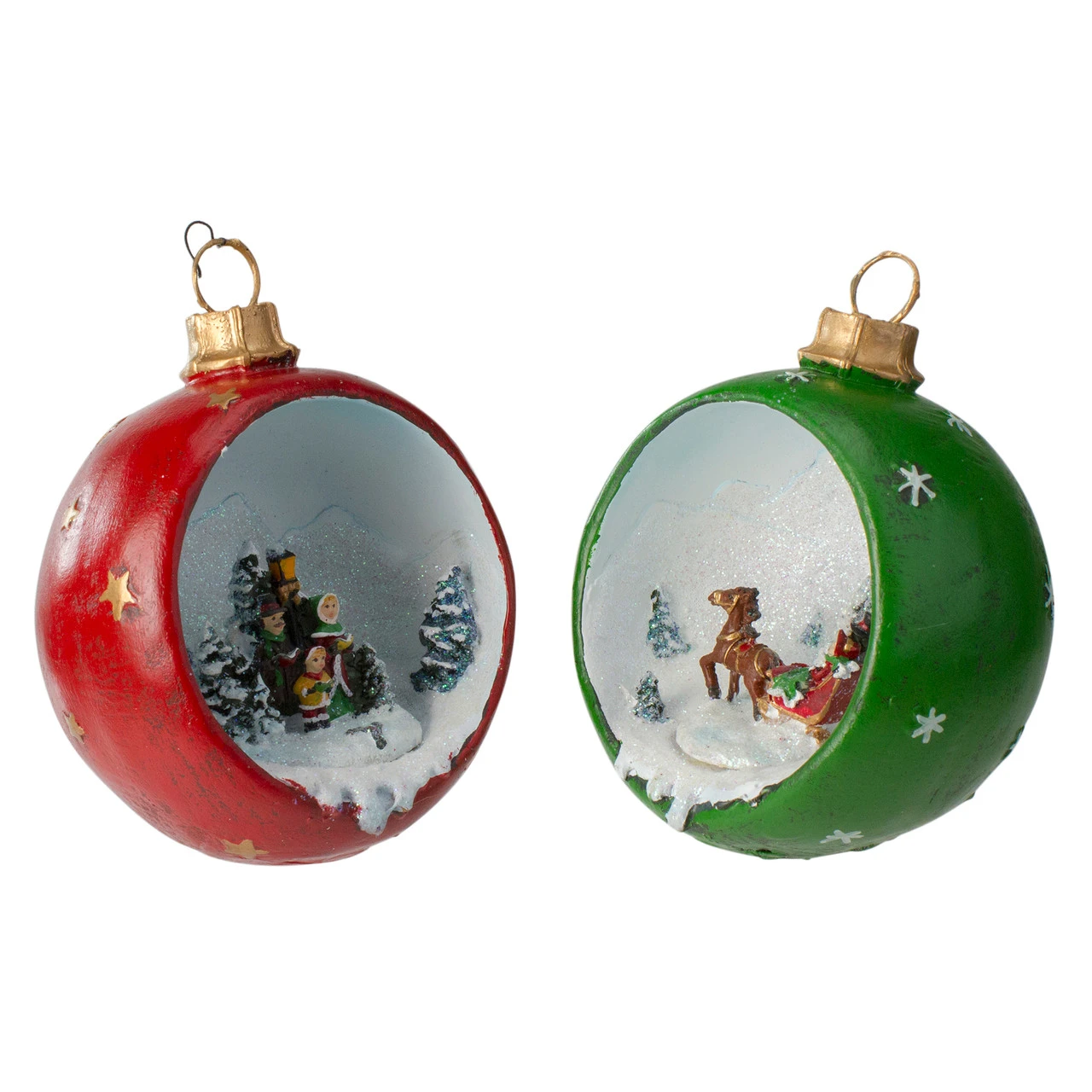 Set Of 2 LED Lighted Winter Scene Christmas Ornament Decorations 5.75" 4 Set Of 2 LED Lighted Winter Scene Christmas Ornament Decorations 5.75" - Image 2