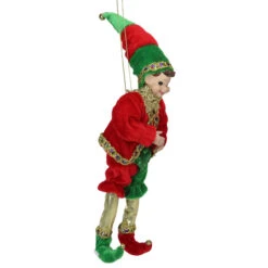 12" Red And Green Bendable Elf In A Suit Hanging Christmas Ornament -Optimal Christmas Shop northlight e27402 3 29124.1667623270