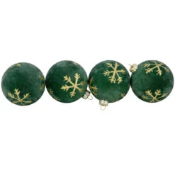 4ct Green Velvet Glass Christmas Ball Ornaments With Gold Snowflakes 3" (80mm) 11 4ct Green Velvet Glass Christmas Ball Ornaments With Gold Snowflakes 3" (80mm) -Optimal Christmas Shop northlight eb94508 3 82184.1681234749