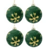 4ct Green Velvet Glass Christmas Ball Ornaments With Gold Snowflakes 3" (80mm) -Optimal Christmas Shop northlight eb94508 set 05166.1681234748