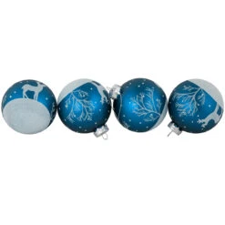 4ct Blue Glass Ball Christmas Ornaments With Glitter Reindeer 3" -Optimal Christmas Shop northlight eb94510 1 61846.1671129073