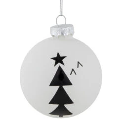 4ct White Glass Ball Ornaments With Black Christmas Trees 3" -Optimal Christmas Shop northlight eb94511 1 22345.1671114551