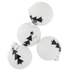 4ct White Glass Ball Ornaments With Black Christmas Trees 3" -Optimal Christmas Shop northlight eb94511 3 94578.1671114552