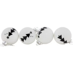 4ct White Glass Ball Ornaments With Black Christmas Trees 3" -Optimal Christmas Shop northlight eb94511 4 18440.1671114552