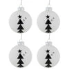 4ct White Glass Ball Ornaments With Black Christmas Trees 3" -Optimal Christmas Shop northlight eb94511 set 69034.1671114551