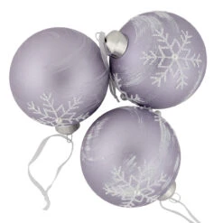 3ct Purple Glass Ball Christmas Ornaments With Snowflakes 3" (80mm) -Optimal Christmas Shop northlight eb94512 1 60960.1681220236