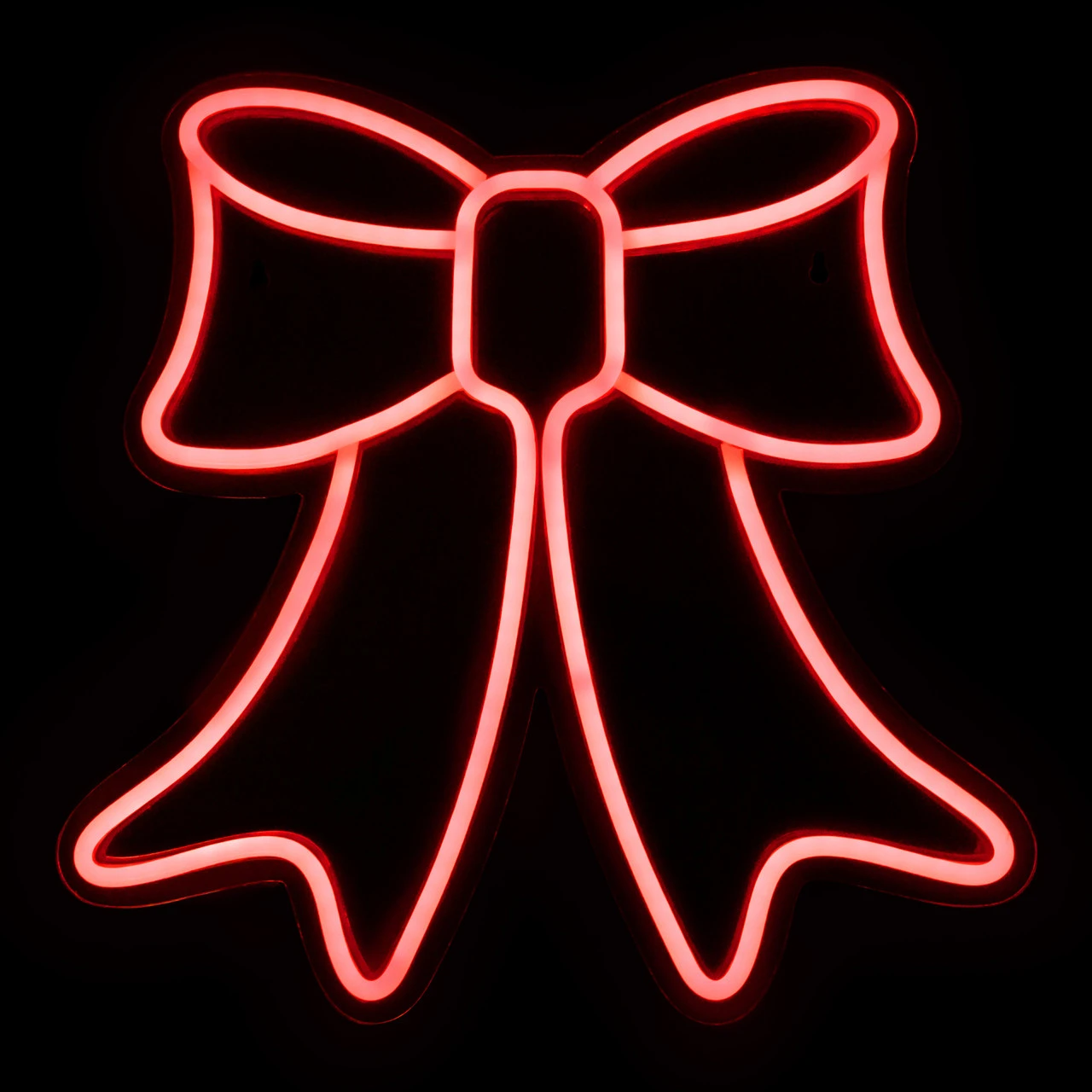 15" Red LED Lighted Neon Style Bow Christmas Window Silhouette 3 15" Red LED Lighted Neon Style Bow Christmas Window Silhouette