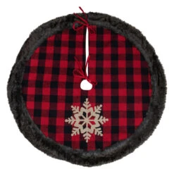 48-Inch Red And Black Christmas Tree Skirt With Burlap Snowflake -Optimal Christmas Shop northlight fo26665 5 65019.1667530451