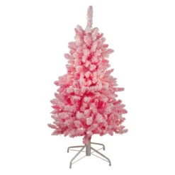 4' Pre-Lit Flocked Pink Pine Slim Artificial Christmas Tree - Clear Lights