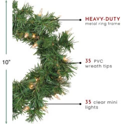 Pre-Lit Deluxe Windsor Pine Artificial Christmas Wreath - 10-Inch, Clear Lights -Optimal Christmas Shop northlight gb20yww810 gr thumbnail 66545.1667660124