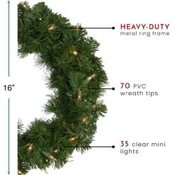 Deluxe Windsor Pine Artificial Christmas Wreath - 16-Inch, Clear Lights -Optimal Christmas Shop northlight gb20yww816 gr thumbnail 40438.1667573686