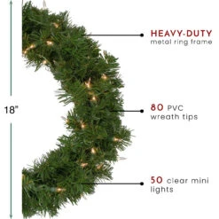 18" Deluxe Windsor Pine Artificial Christmas Wreath - Clear Lights -Optimal Christmas Shop northlight gb20yww818 gr thumbnail 74155.1667659906