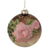 2-Finish Brown And Pink Floral Applique Glass Christmas Ball Ornament 5" (125mm) -Optimal Christmas Shop northlight gb26171 43870.1667572580