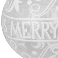 Clear And White "Merry Christmas" Glass Christmas Ball Ornament 4.5" (114mm) 12 Clear And White "Merry Christmas" Glass Christmas Ball Ornament 4.5" (114mm) -Optimal Christmas Shop northlight gb28226 2 84869.1669835570