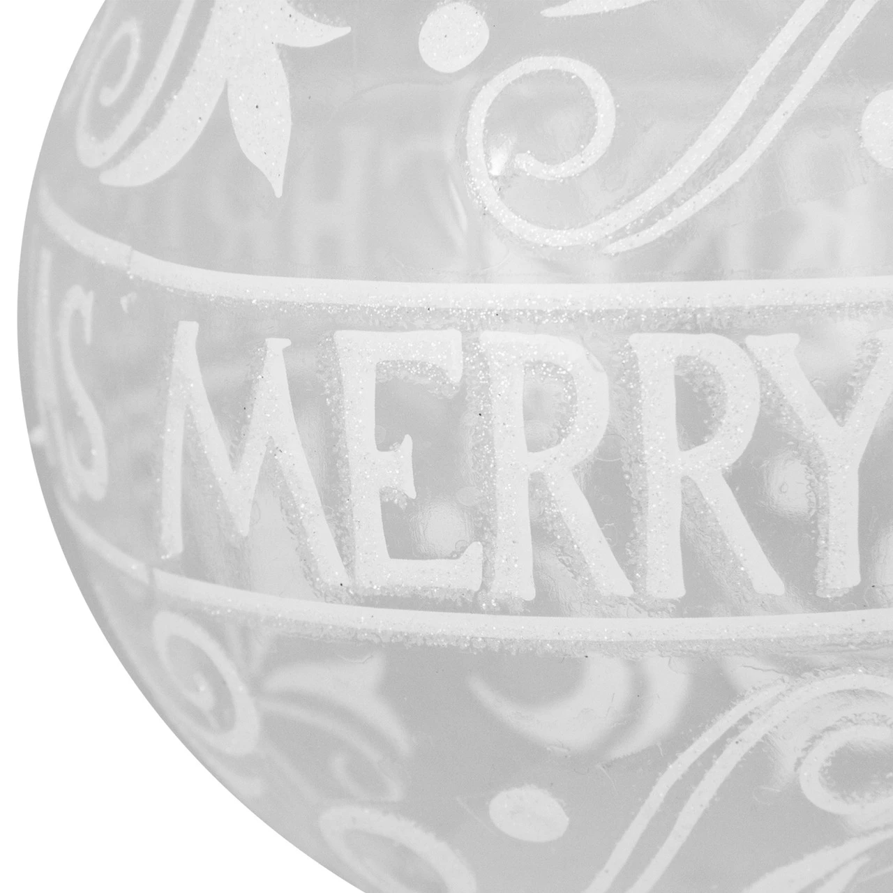Clear And White "Merry Christmas" Glass Christmas Ball Ornament 4.5" (114mm) 7 Clear And White "Merry Christmas" Glass Christmas Ball Ornament 4.5" (114mm) - Image 5