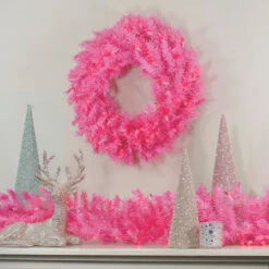 36" Pre-Lit Pink Spruce Artificial Christmas Wreath, Pink Lights -Optimal Christmas Shop northlight gb91005 5 10737.1667530423