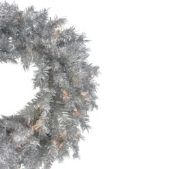 24" Silver Tinsel Artificial Christmas Wreath, Clear Lights -Optimal Christmas Shop northlight gb91007 1 65308.1667530424