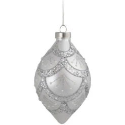 5" Silver Glitter Cosmoid Finial Glass Christmas Ornament -Optimal Christmas Shop northlight gb94390 sample 1 22968.1681307448