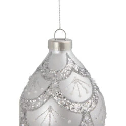 5" Silver Glitter Cosmoid Finial Glass Christmas Ornament -Optimal Christmas Shop northlight gb94390 sample 3 11339.1681307447