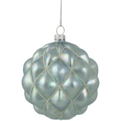 4.5" Glittered Blue And Silver Glass Christmas Ball Ornament