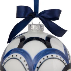 4" White And Blue Scallop Glass Christmas Ball Ornament -Optimal Christmas Shop northlight gb94416 sample 2 22590.1670969436