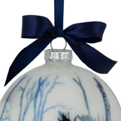 4" White And Blue Moose Glass Christmas Ball Ornament -Optimal Christmas Shop northlight gb94420 sample 2 72531.1669835369