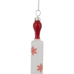 7.25" Red Snowflakes Rolling Pin Glass Christmas Ornament -Optimal Christmas Shop northlight gb94422 sample 2 97477.1669922413