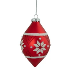 5.25" Glittered Red And White Snowflake Glass Finial Christmas Ornament -Optimal Christmas Shop northlight gb94424 sample 2 87757.1673400955