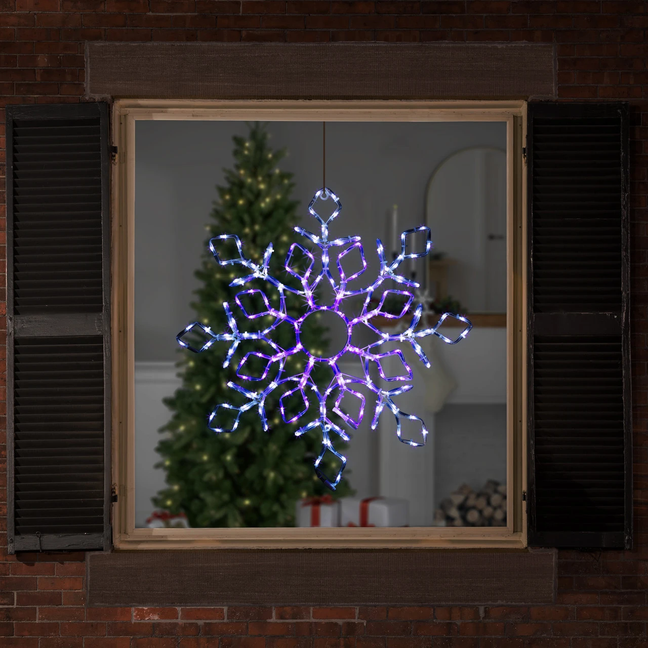 23" Lighted Snowflake Window Silhouette Christmas Decoration 4 23" Lighted Snowflake Window Silhouette Christmas Decoration - Image 2