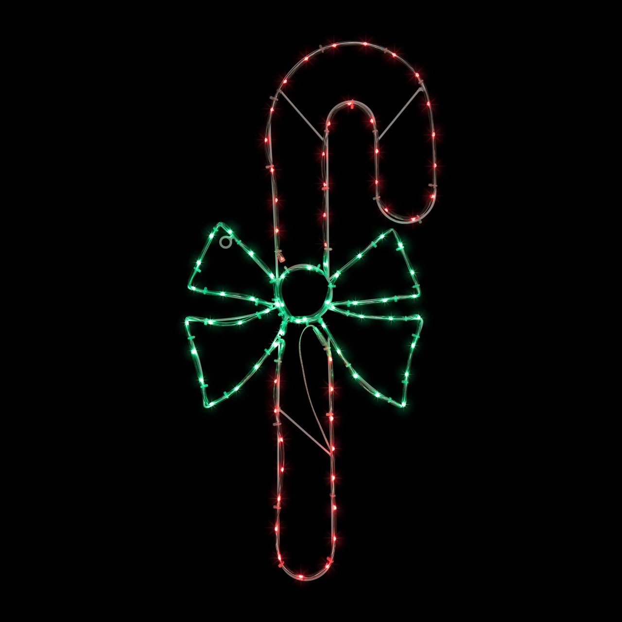 28" Green And White LED Lighted Candy Cane With Bow Christmas Window Silhouette 3 28" Green And White LED Lighted Candy Cane With Bow Christmas Window Silhouette