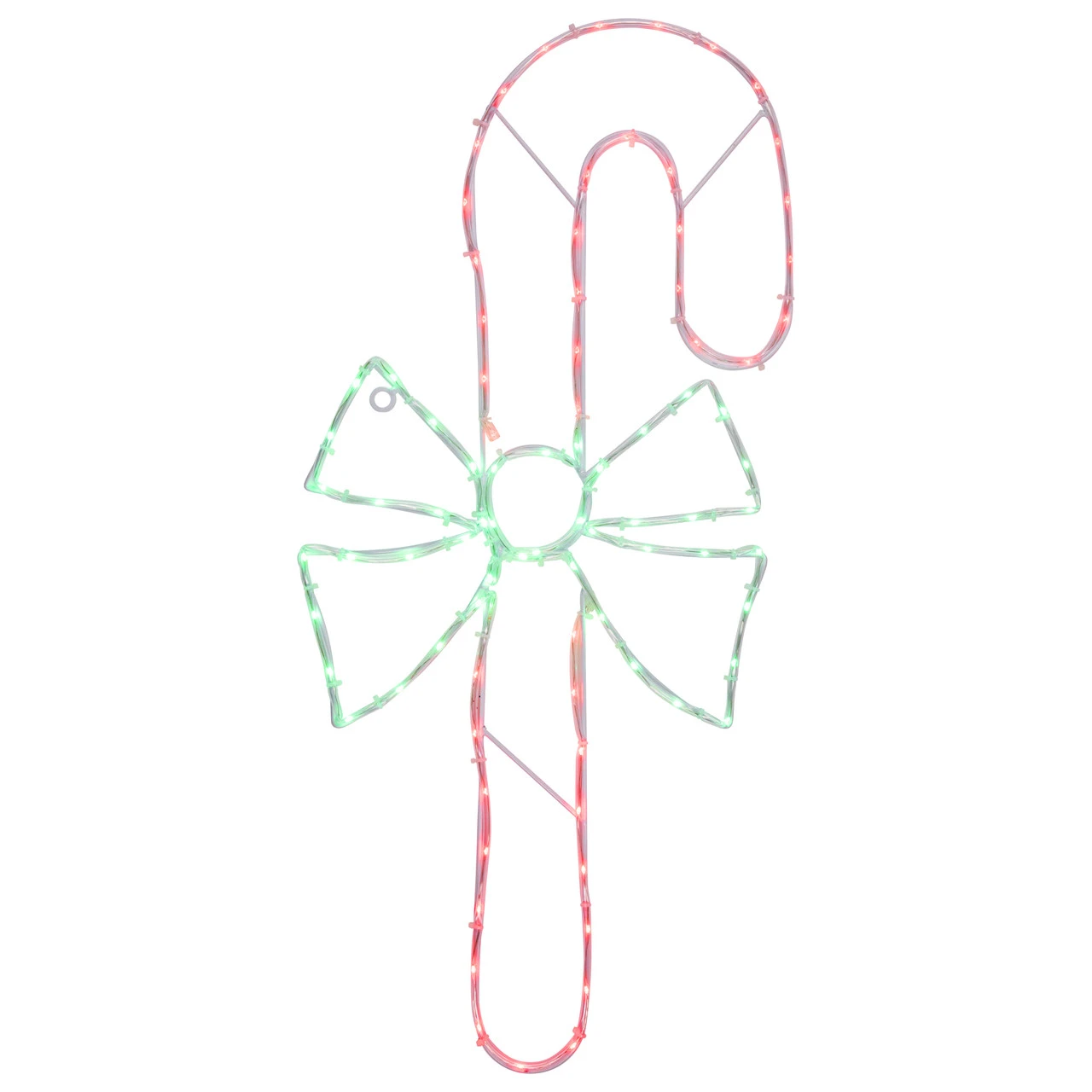28" Green And White LED Lighted Candy Cane With Bow Christmas Window Silhouette 5 28" Green And White LED Lighted Candy Cane With Bow Christmas Window Silhouette - Image 3