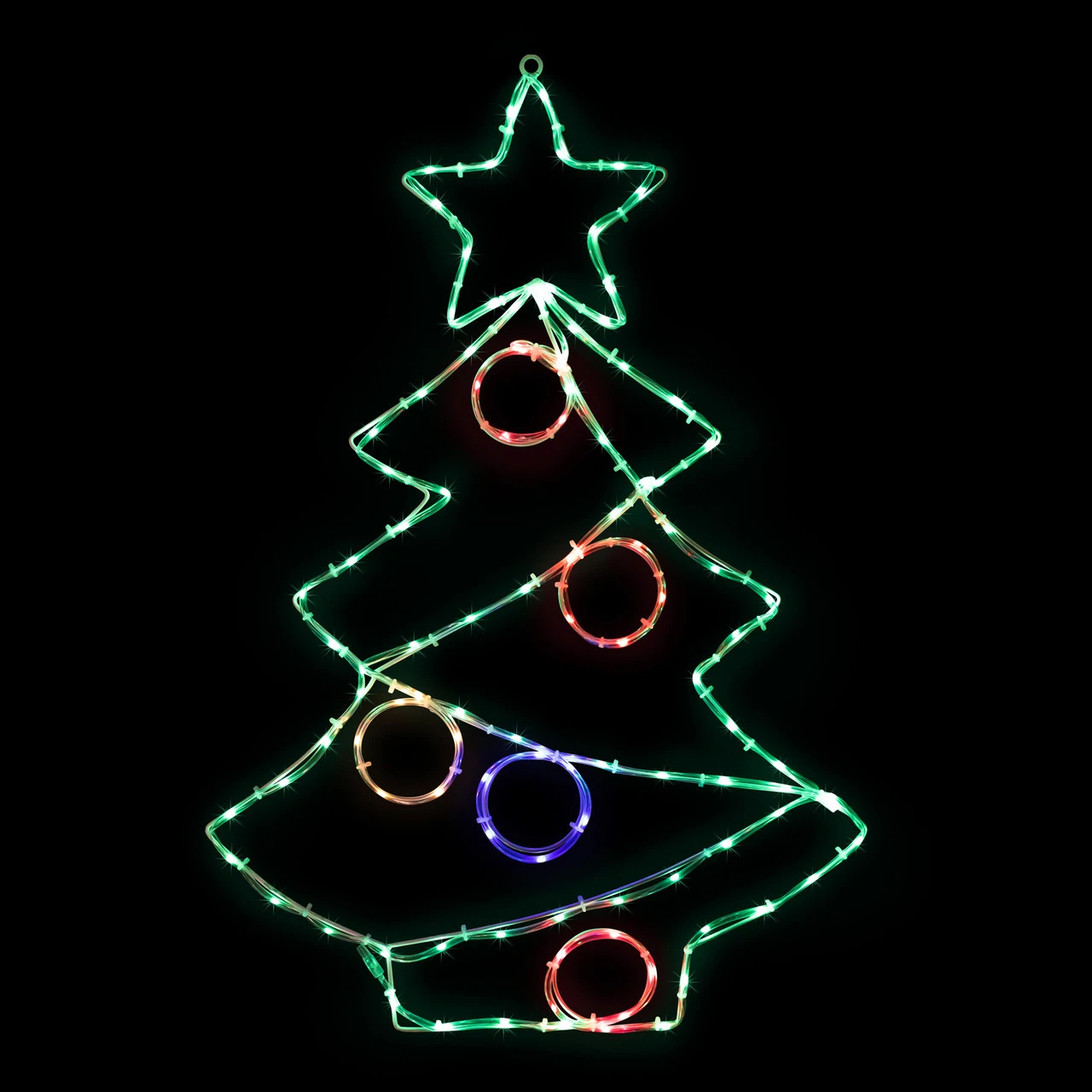 28" LED Lighted Christmas Tree With Ornaments Window Silhouette 3 28" LED Lighted Christmas Tree With Ornaments Window Silhouette
