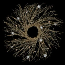 28" Pre-lit Champagne Glittered Artificial Twig Christmas Wreath, Warm White LED Lights -Optimal Christmas Shop northlight h36275 on20black 40486.1681146841