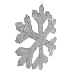 20" Lighted Silver Tinsel Snowflake Christmas Window Decor -Optimal Christmas Shop northlight h85171 3 17063.1667020264