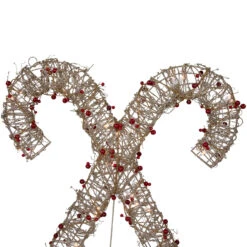 25" Lighted Champagne Gold Glittered Rattan Double Candy Cane Christmas Outdoor Or Window Decoration 15 25" Lighted Champagne Gold Glittered Rattan Double Candy Cane Christmas Outdoor Or Window Decoration -Optimal Christmas Shop northlight h85241 5 86479.1674058227