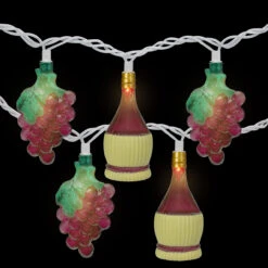 10-Count Grape And Wine Bottle Novelty String Christmas Light Set, 7.5ft White Wire -Optimal Christmas Shop northlight ha28736 1 29129.1667616948