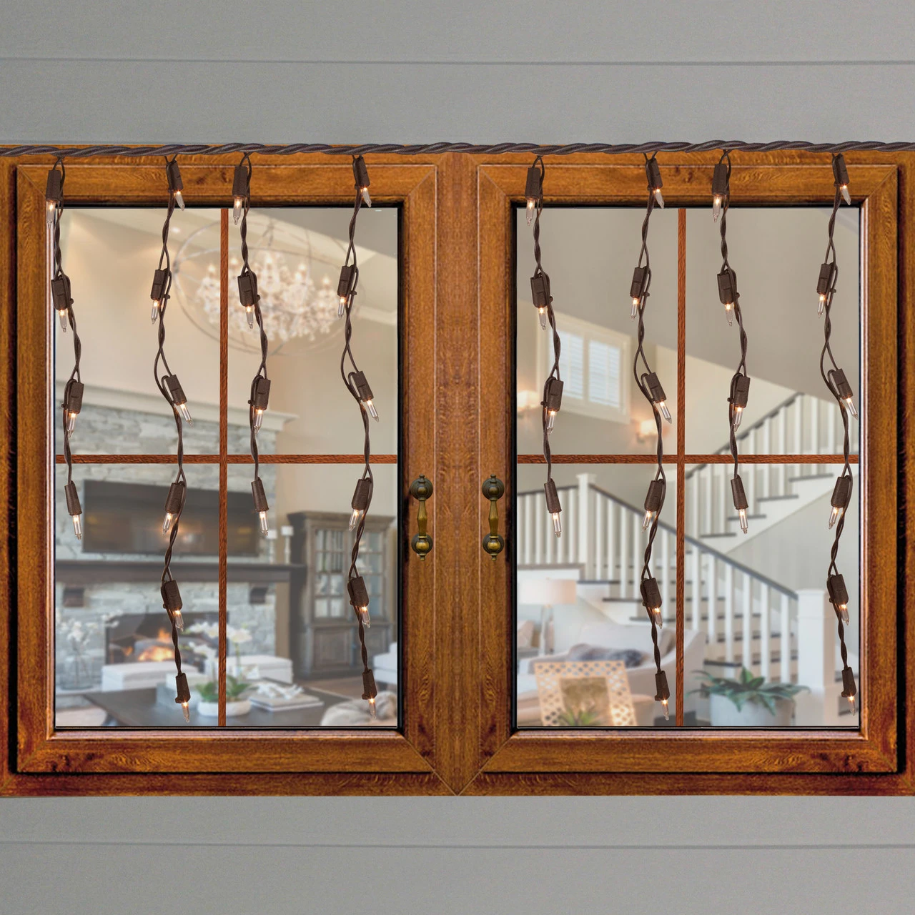 100 Count Clear Mini Icicle Christmas Lights - 3.5 Ft Brown Wire 4 100 Count Clear Mini Icicle Christmas Lights - 3.5 Ft Brown Wire - Image 2