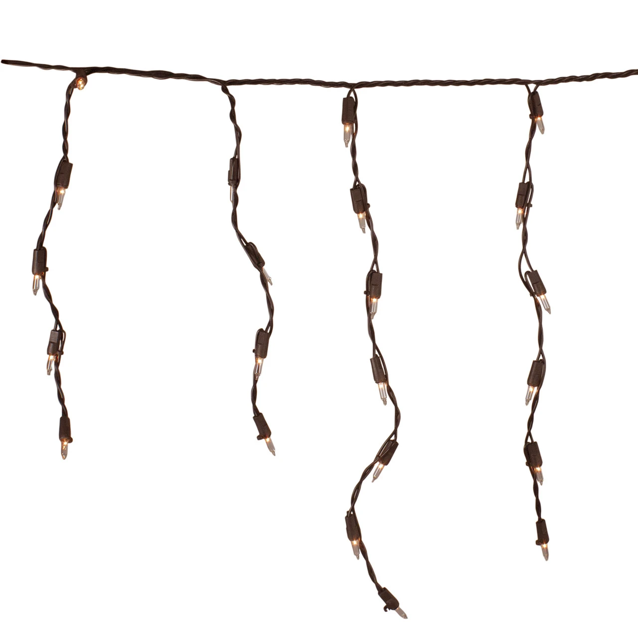 100 Count Clear Mini Icicle Christmas Lights - 3.5 Ft Brown Wire 5 100 Count Clear Mini Icicle Christmas Lights - 3.5 Ft Brown Wire - Image 3