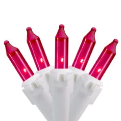 100-Count Pink Mini Christmas Lights - 20.25ft, White Wire