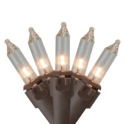 100-Count Clear Mini Christmas Light Set, 20.25ft Brown Wire