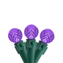 50 Count Purple LED G12 Berry Christmas Lights, 15.9 Ft Green Wire
