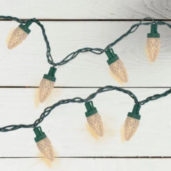 50 Count Warm White LED C7 Faceted Christmas Lights, 20.25 Ft Green Wire -Optimal Christmas Shop northlight ha91264 correct 3 84514.1667513775